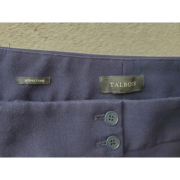Talbots Dress Pants Women's Navy Polyester High Rise Pockets Straight Leg Slit - Picture 6 of 7